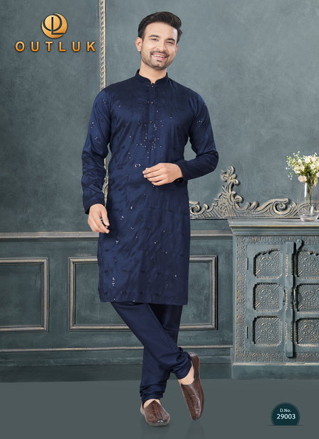 Outluk Wedding Collection 29 Pure Silk With Embroidery And Sequence Work Kurta Pajama Wholesale Online